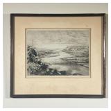 J.W. TAYLOR LITHOGRAPH | Signed lithographic print of dam - 11.5 x 8.5 in. (sight) 