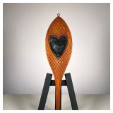 FOLK ART HEART MIRROR | Hand Mirror in wood with crosshatch designcontains Heart shaped mirror. Nice