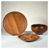 (3pc) GEORG JENSEN TEAK ITEMS | All Marked Henning Koppel Georg Jensen Made in Denmark. Lot Includes