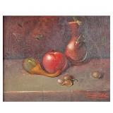 DONALD F. ALLAN (1927-2013) | Tabletop still life 11.25 x 14 in., Stretcher. Showing a gourd, apple 