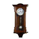 REGULATOR WALL CLOCK | Enameled dial with Roman numeral markers; “R-A” enameled pendulum. - l. 6.5 x