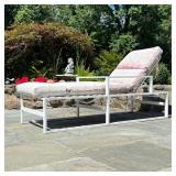 MEDALLION LEISURE FURNITURE PATIO LOUNGE CHAIR | White powder, coated, aluminum, mid-century, modern