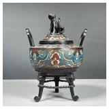 JAPANESE CHAMPLEVE CENSER | h. 8 x dia. 6 in