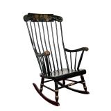 BLACK STENCIL ROCKER | Black curved back rocking chair with stencil worktop and legs. - l. 28.5 x w.