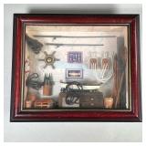 FISHERMAN DIORAMA | Fisherman diorama in shadow box. - l. 13.5 x w. 3 x h. 11.5 in