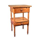 ANTIQUE LIGHT PINE STAND | Single drawer over a medial shelf with drawer. - l. 18 x w. 20 x h. 30 in