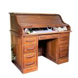 ANTIQUE OAK ROLL TOP DESK | l. 46 x w. 30 x h. 45 in
