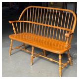 ETHAN ALLEN ROCK MAPLE WINDSOR BENCH | Ethan Allen, spindle back and double-H stretcher. - l. 54 x w