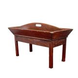 ANTIQUE TRAY COFFEE TABLE | Low coffee table with large wooden tray top with divider down middle wit