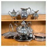 (10PC) SILVERPLATE ITEMS | Including a Redfield and Rice, New York basket, with bell handle plus pie