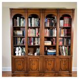 (2pc) Pair Bookcase Cabinets | A set of two matching arched bookcases over double cabinet doors. - l