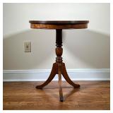 Round Side Table | On a tripod base with metal claw feet caps. - h. 26 x dia. 21 in
