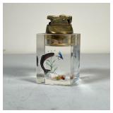 Aquarium Lighter | Dunhill style lucite table lighter, no apparent markings. - l. 2 x w. 2 x h. 4 in