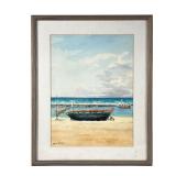 Alex Fraser Watercolor | Beach scene. Signed lower left Sight 14.25 x 10.5 in. - w. 15.5 x h. 19.25