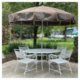(6pc) Outdoor Dining Set | White coated outdoor dining suite comprising a round table, four armchair
