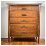 Mid-century Chest Of Drawers | Mid-century modern White Fine Furniture tall dresser with five full w