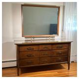 Mid-century Long Dresser | White Fine Furniture, long dresser with nine drawers with figured wood dr