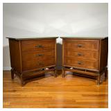 (2pc) Mid-century Nightstands | White Fine Furniture "floating" style bedside tables / end tables, e