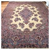 Karastan Kirman Carpet | Approx. 12 x 9 rug with central medallion on a cream field within a densely