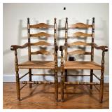 (2pc) Pair Ladderback Armchairs | With rush seats. - l. 21.5 x w. 19.5 x h. 41.25 in