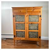 Ethan Allen Pie Safe | With pressed decorated panel cabinet doors under two drawers, with interior s