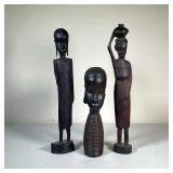 (3pc) African Figures | Including two standing figures, and one bust. - h. 14 in (Tallest)