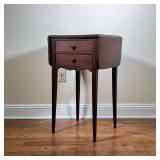 Wood Side Table | Or sewing stand, with drop leaf sides and two drawers. - l. 16 x w. 15 x h. 28 in