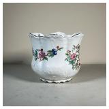 Aynsley Cache Pot | Porcelain with gilt rim. - h. 5.5 x dia. 6.25 in 