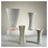 (4pc) Lenox & Belleek Vases | w. 6.25 x h. 10 in (largest) 
