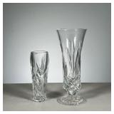 (2pc) Gorham & Other Crystal Vases | Including a small Gorham vase with label and an unmarked Waterf