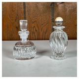 (2pc) Glass Perfume Bottles | One with swirled design and Czech crystals. - h. 5 x dia. 2.25 in (la