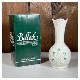 Belleek Sperrin Vase | With clover design, in original box. - h. 8.5 x dia. 4 in 