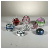 (8pc) Glass Paperweights | Glass paper weights, including one Calypso, Scotland, one signed and date
