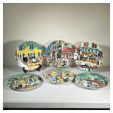 (6pc) Guy Buffet Plates | Retailed by Williams Sonoma, Marche Aux Fleurs Dinner Plates with Cafe Sce