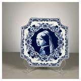 Delft Porcelain Tile | With depiction of the Girl with a Pearl Earring. - w. 7.25 x h. 7.5 in 