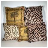 Group Throw Pillows | Including Newport and other pillows, three with a zebra print and two with pal