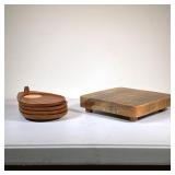 (5pc) Woodcrest & Other | Incuding a set of Woodcrest wine and cheese plates on stand and a wood cut