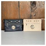  (2pc) Michael Kors Leather Bags | Crossbody, leather purses, one in white leather, the other in bla