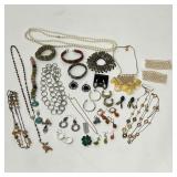 Group of Costume Jewelry | Including a 12k GF chain, earrings, faux pearl necklace and bracelets, sh