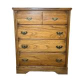 Oak Chest Of Drawers | Tall dresser with four full-width drawers. - l. 33 x w. 17.25 x h. 40.25 in 