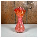 Art Glass Vase | Hand-blown red glass vase, Murano style. - h. 8 x dia. 4 in 