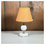 Small Milk Glass Lamp | h. 14 x dia. 8.5 in (overall with shade) 