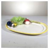 Fun Vegetable Tray | Handmade with applied vegetable decoration, and a cabbage form dip bowl attache