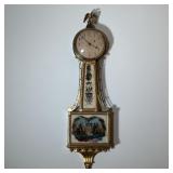 WALTHAM 1812 BANJO CLOCK | Waltham Gilded Banjo Clock with reverse painted panel of “Lake Erie Perry
