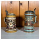 (2PC) METTLACH STEINS #1 | ncludes: (1) 2800 Castle Mark in Green and Brown with hops. (1) 1395 Cast