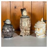 (3PC) GERMAN CHARACTER STEINS | Includes: (1) Kaiser Stein marked “Musterschutz” (1) Monk Stein in s