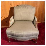 ETHAN ALLEN LOUIS XV ARMCHAIR | Ethan Allen French Style Armchair in a subdued green upholstery. Car