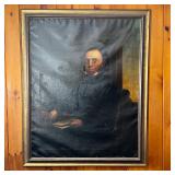19TH C PAINTING OF GENTLEMAN | Gentleman with book. Oil on canvas of gentleman. Frame is modern. Sig