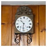 FRENCH WAG ON THE WALL CLOCK | French Clock with a porcelain face, Roman numerals, no case. Has a gi