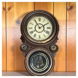 NEW HAVEN WALL CLOCK | “New Haven Clock Company USA”. “Conn.” Grain Painted with brass plated overla